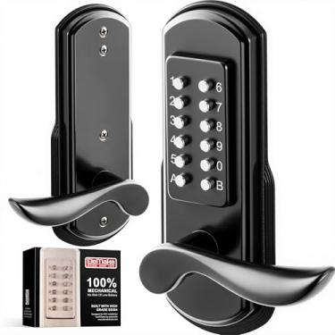 Imagem de MINGSUO maçaneta de mão direita mecânica sem chave alça trava porta código digital senha entrada teclado - não fechadura combinação de segurança para madeira metal plástico buraco portas aço inoxidável 304, MKS04-right handed