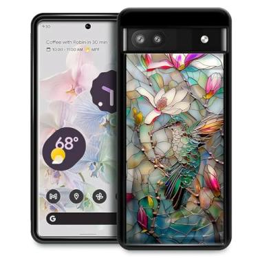 Imagem de Punmada Compatível com Google Pixel 6A Capa móvel criativa painel traseiro de acrílico aderência de proteção de silicone especialmente projetada para o Google Pixel 6A 3D Manchado Flor Olhando