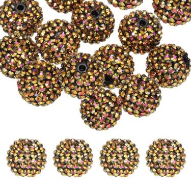 Imagem de PATIKIL Contas de strass de resina de 20 mm para caneta com contas, pacote com 20 bolas de discoteca brilhantes em pedaços redondos de chiclete para chaveiro com contas, joias para fazer artesanato