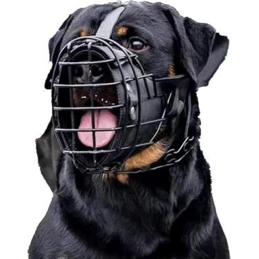Imagem de Focinheira Ajustável De Metal E Couro Para Pastor Alemão, Doberman, Rottweiler E Outros Cães De Médio E Grande Porte, M