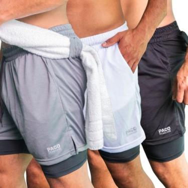 Imagem de KIT 3 Bermuda Academia Masculina 2em1 com Proteção Uv Shorts Duplo de 