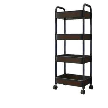 Imagem de Carrinho Organizador Multiuso Com Rodinhas Banheiro Lavanderia 3 e 4 Prateleiras(4 Andares,Preto)