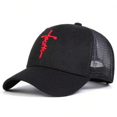 Imagem de Boné de Beisebol Unissex Ajustável - Bordado com Cruz - Protetor Solar