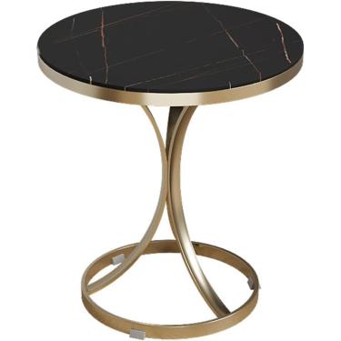 Imagem de Mesa De Café De Mármore Requintada, Mesa De Café Redonda, Mesa De Cabeceira Moderna Com Estrutura De Aço Resistente, Mesa De Sofá Para Sala De Estar, Quarto E Escritório, B, 40 * 40 * 55CM