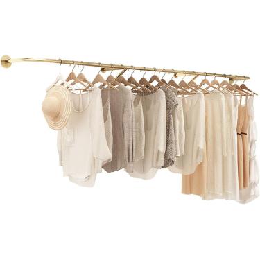 Imagem de Rack De Barra De Roupas De Tubo Industrial, Trilho De Armazenamento De Suspensão De Roupas De Metal Montado Na Parede, Haste De Armário Suspensa Com Economia De Espaço, Tr, Length 350cm