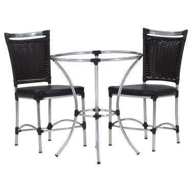 Imagem de 2 Cadeiras JK e Mesa em Alumínio para Cozinha, Varanda, Edícula Trama