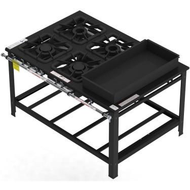 Imagem de Fogão Industrial Gastromaq 4 Bocas Mistas Com Chapa Linha Encosto Fg404emch