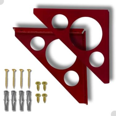 Imagem de Suporte para Prateleira Mão Francesa Reforçada Estilo Industrial Moderno Cantoneira (Vermelho)