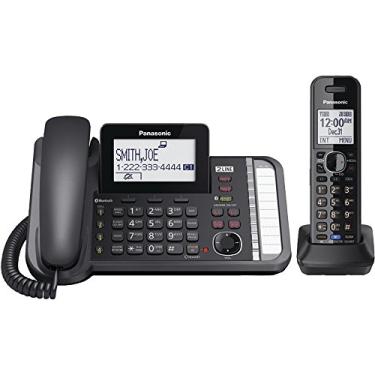 Imagem de Cordless Phone System Panasonic 2-Line com fio / com 1 Handset - secretária eletrônica, Link2Cell, Conferência de 3-Way, Call Block, Long Range DECT 6.0, Bluetooth - KX-TG9581B (Black)