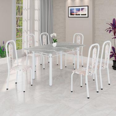 Imagem de Conjunto Sala de Jantar com 6 Cadeiras Lívia Bege / Branco