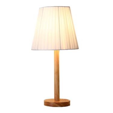 Imagem de Lâmpada de mesa LED Lâmpada de madeira maciça Base de cabeceira de cabeceira de cabeceira com linho Luz quente de abajur para decoração da casa do quarto