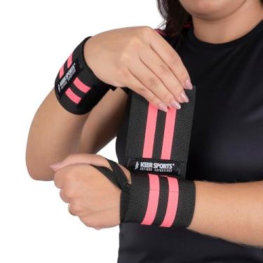 Imagem de Par Munhequeira Ajustável Alta Compressão Lpo - Keer Sports (Preto e rosa, Unico)