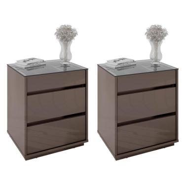 Imagem de Kit 2 Mesas De Cabeceira Belize 3 Gavetas Cinza Pérola - Casa D Cinza Pérola