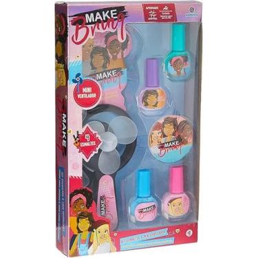 Imagem de Polibrinq Kit de maquiagem infantil 4 esmaltes com miniventilador MK04