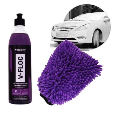 Imagem de Kit Shampoo V-floc 500ml Concentrado + Luva Microfibra Zacs - VONIXX