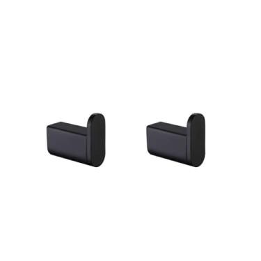 Imagem de Acessórios para banheiro preto fosco - Suporte para toalhas de parede, porta-papel e saboneteira | Conjunto de 4 peças, 2 ganchos para roupão