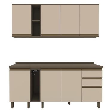 Imagem de Cozinha Modulada Connect 6 Peças Com Porta Toalha Duna/cristal - Móveis Henn Duna/cristal