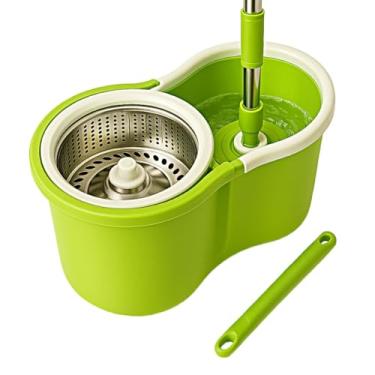 Imagem de MOP INOX Giratorio 13 LITROS GRANDE CABO FLEXIVEL Inox Verde(kit Mop verde)