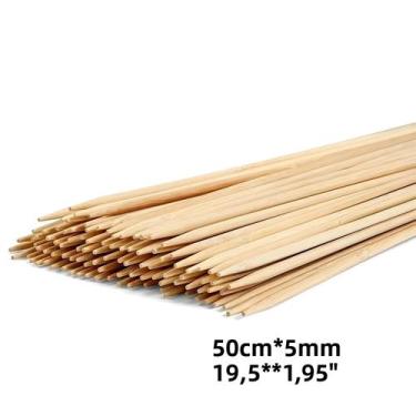 Imagem de Espetos De Bambu Para Churrasco De 50cm E 5mm De Comprimento, 100 Unid