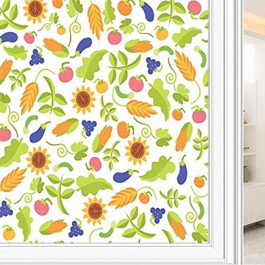 Imagem de Película de janela de privacidade de flores, textura de estilo floral, filme de vidro para sala de estar e escritório em casa, L90 x C 190 cm