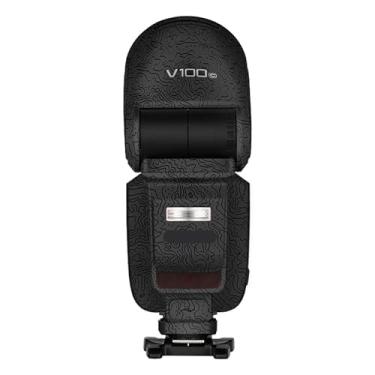 Imagem de Película protetora de flash para câmera Godox V100 Body Vinly Wrap Skin Premium Adesivo de Fotografia Decalque V100 (Contorno Preto)