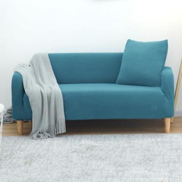 Imagem de KAIJIE Capa de sofá única elástica e macia, adequada para lavar animais de estimação, design simples, antiderrapante, capa protetora de móveis modernos, azul West Lake