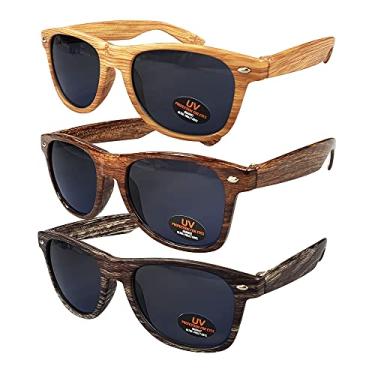 Imagem de Óculos de sol para homens, mulheres e crianças da Ray Solée - Pacote com 3 lentes coloridas com proteção UVA e UVB, Light Woodgrain,woodgrain,dark Woodgrain, One Size Fits All