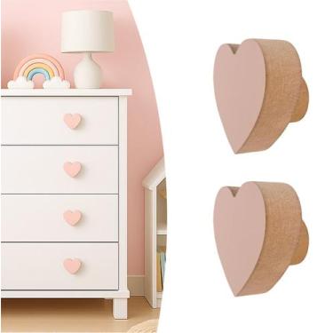 Imagem de 2 Puxadores Coração Infantil Gaveta Armário Móveis Quarto - Souvenir D