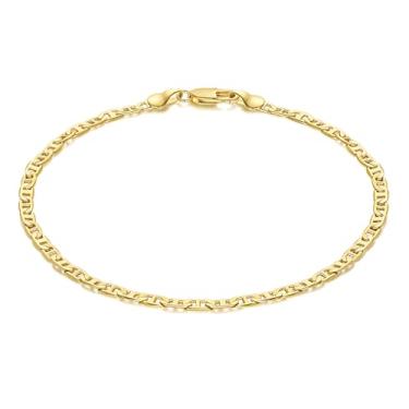 Imagem de CISSIEPERAL Tornozeleiras femininas de ouro 14 K, impermeável, 3,4 mm, corrente marinheiro para mulheres, tornozeleira, corrente de âncora, 23 cm, 25 cm, 28 cm, Non-adjustable (9 in, 10 in, 11 in), K