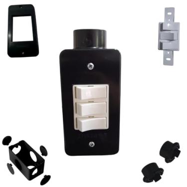 Imagem de Kit Completo Interruptor Triplo Branco 1pol C/Condulete Sobrepor PVC Antichamas (Preto)