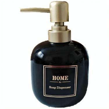 Imagem de Porta Sabonete Líquido De Porcelana Oval Preto Lavabo Luxo