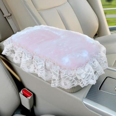 Imagem de MINGZAIQIPEI Capa de apoio de braço com babados de renda, capa de console central para carro, almofada de apoio de braço central macia e fofa para a maioria dos protetores de decoração de carros (16)