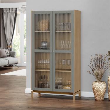 Imagem de Cristaleira 1,90 2 Portas Barcelona Madeira Maciça 2158VZ Oak Ferrolack Finestra