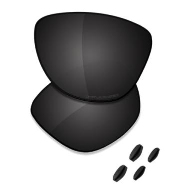 Imagem de SAUCER Lentes de reposição premium para óculos de sol Oakley Frogskins Range OO9284 | Frogskins Range Low Bridge Fit OO9284A Óculos de sol de alta definição - preto carbono polarizado