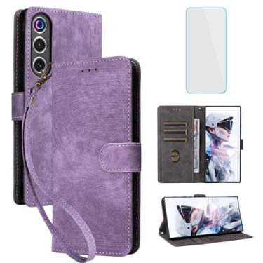 Imagem de IUQXU Capa para celular ZTE Nubia Red Magic 10 Air com protetor de tela [bloqueio RFID] couro flip suporte para cartão suporte feminino masculino capa para celular para RedMagic 10 Air 10Air roxo