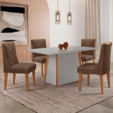 Imagem de Mesa de Jantar Diane 120cm Tampo MDF e Vidro com 4 Cadeiras Isadora Mo