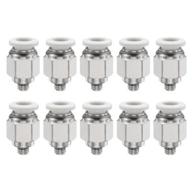 Imagem de HARFINGTON 10 peças de encaixe push to connect tubo de 1/10.2 cm OD x 25.4-81.3 cm rosca UNF macho encaixe de união reta cobre conexão rápida encaixe pneumático para semi-caminhão reboque sistema de