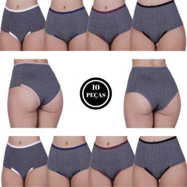 Imagem de Kit10 Calcinha Alta Compressão CósAlto Tanga Modeladora Pós Parto Mesc