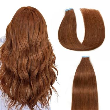 Imagem de Fita adesiva em extensões de cabelo AGMITY Dark Auburn 60 cm 20 unidades 50 g