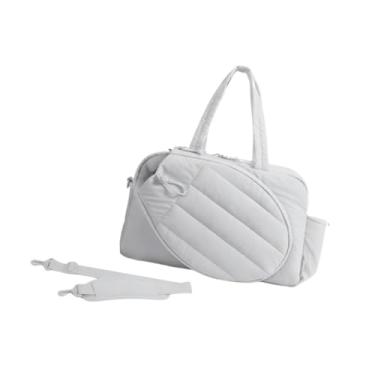 Imagem de simhoa Bolsa de tênis feminina, comporta 2 raquetes com compartimento para sapatos, bolsa esportiva para pernoite e fim de semana, de viagem, Cinza