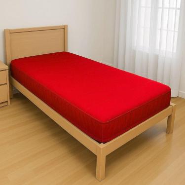Imagem de Capa Protetora Impermeável Hospitalar P/ Colchão Lençol Elástico Solteiro 88x188x20cm - Vermelha