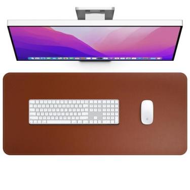 Imagem de Mouse Pad Grande 90x40 Couro Preto Antiderrapante Deskpad Ergonômico P