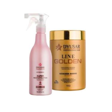 Imagem de Kit Máscara De Hidratação Line Golden 1Kg Com Queratina - Dyusar Cosme