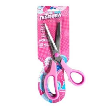 Imagem de Tesoura Multiuso 19 cm Cabo Rosa Ref. 22519 - Acrilex