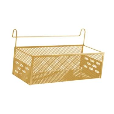 Imagem de IEUDNS Cesta de armazenamento suspensa de cabeceira, grande, multifuncional, portátil, de metal, organizador suspenso, recipiente para casa, hotel, Amarelo