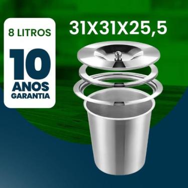 Imagem de Lixeira Pia Cozinha Embutir Granito Em Inox Não Enferruja 8l - AS