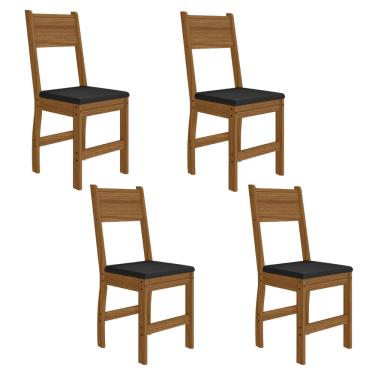 Imagem de Conjunto 4 Cadeiras Milano Poliman Móveis - Carvalho/Preto