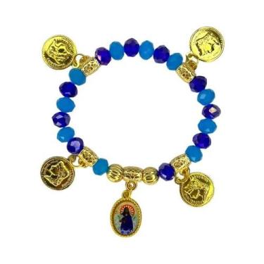 Imagem de Pulseira Santa Sara Medalha Foto E Moedas Cristal E Silicone - Lua Mís