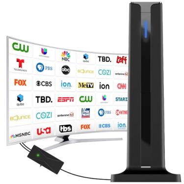 Imagem de Antena de TV digital para Smart TV interna, antena de TV 2025 com base magnética forte, antena de TV HD de recepção de 360° e longo alcance para canais locais, antena de fácil instalação para TV sem