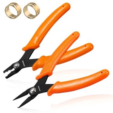 Imagem de LEONTOOL Alicate de anel dividido com alicate de crimpagem e ferramenta de dedo abridor de anel de salto | Alicate de nariz de pinça de 12,7 cm para anéis divididos, chaveiro e pesca | Ferramenta de
